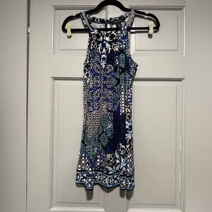 White House Black Market Blue and Black Dress